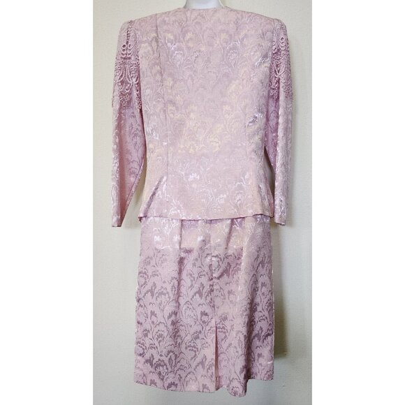 Vintage 2pc Skirt Top In the Mood 10 Pink Floral Lace Boho Fairy Wedding Mother - Picture 2 of 16